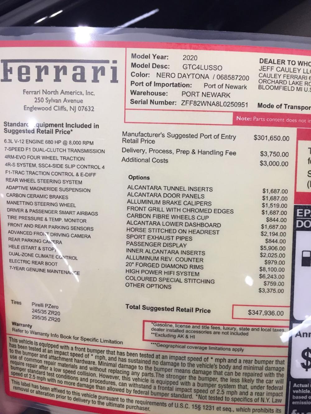 New 2020 Ferrari GTC4Lusso New 2020 Ferrari GTC4Lusso for sale Sold at Cauley Ferrari in West Bloomfield MI 89