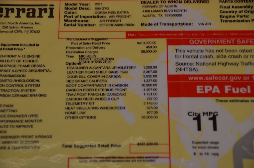 Used 2011 Ferrari 599 GTO Used 2011 Ferrari 599 GTO for sale Sold at Cauley Ferrari in West Bloomfield MI 89