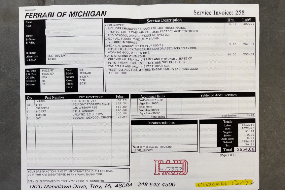 Used 1993 Ferrari 512 TR Used 1993 Ferrari 512 TR for sale Sold at Cauley Ferrari in West Bloomfield MI 93