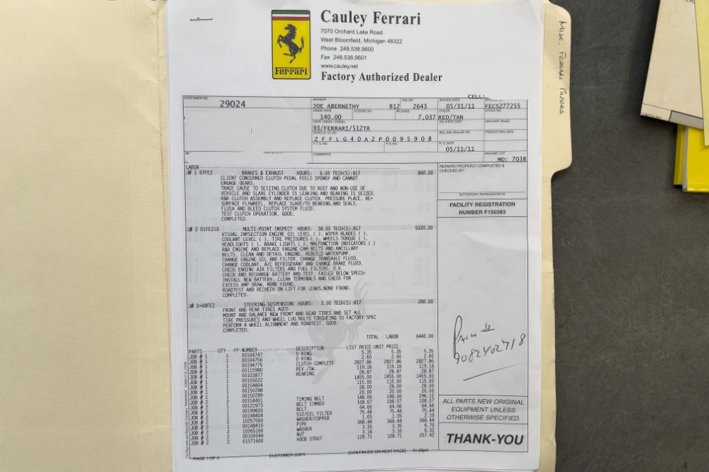 Used 1993 Ferrari 512 TR Used 1993 Ferrari 512 TR for sale $399,900 at Cauley Ferrari in West Bloomfield MI 96